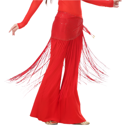 lace tassel belly dance hip scarf with Indian cultural design for resort performance wear