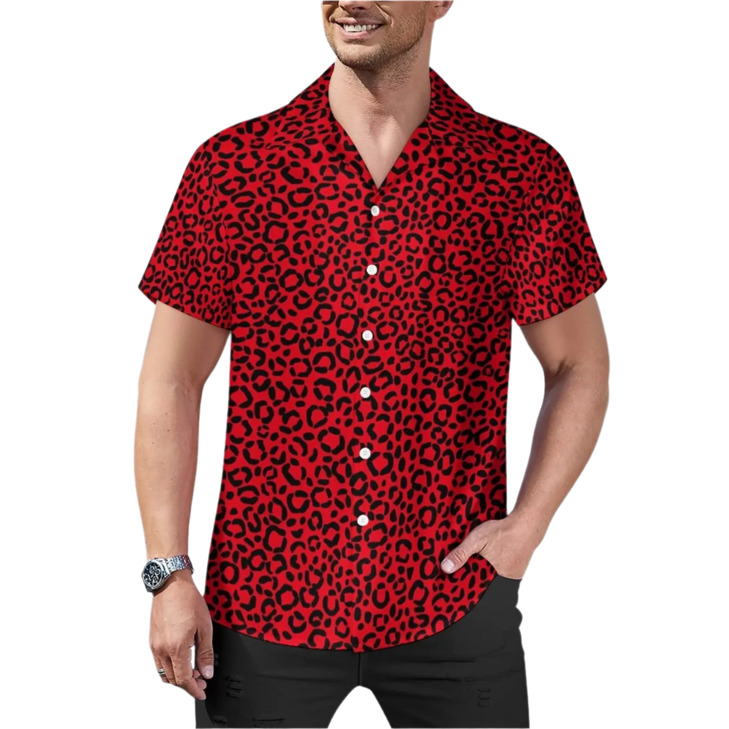 Red Leopard Spots Men's Shirts