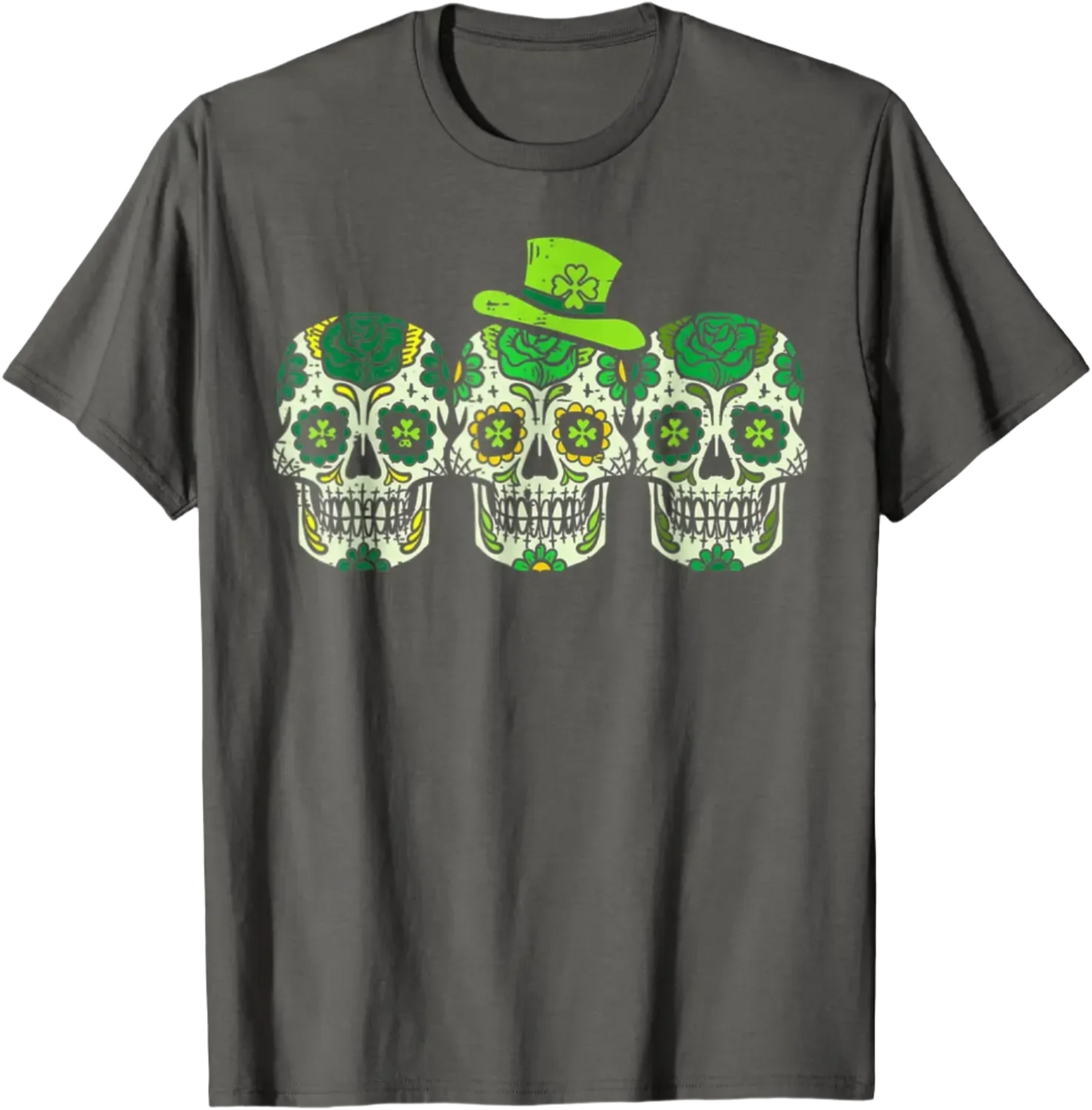 Sugar Skulls Leprechaun Hat St Patricks Day T-Shirt