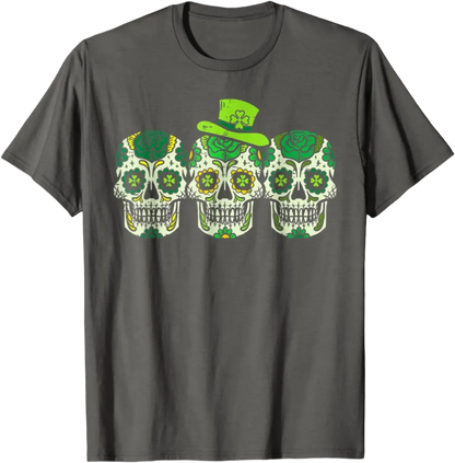 Sugar Skulls Leprechaun Hat St Patricks Day T-Shirt