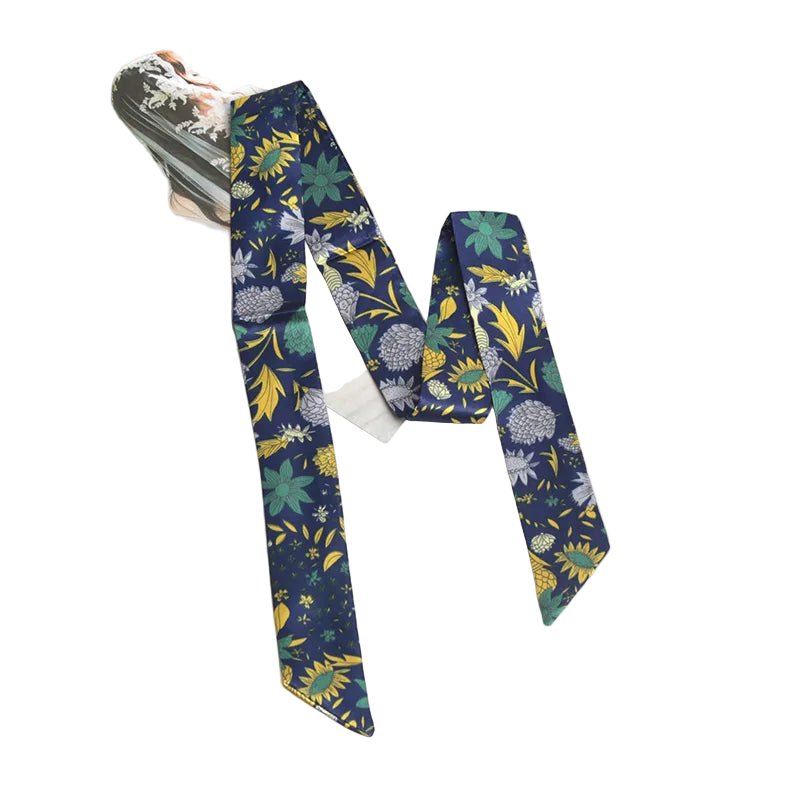 Floral-patterned tie on a white background
