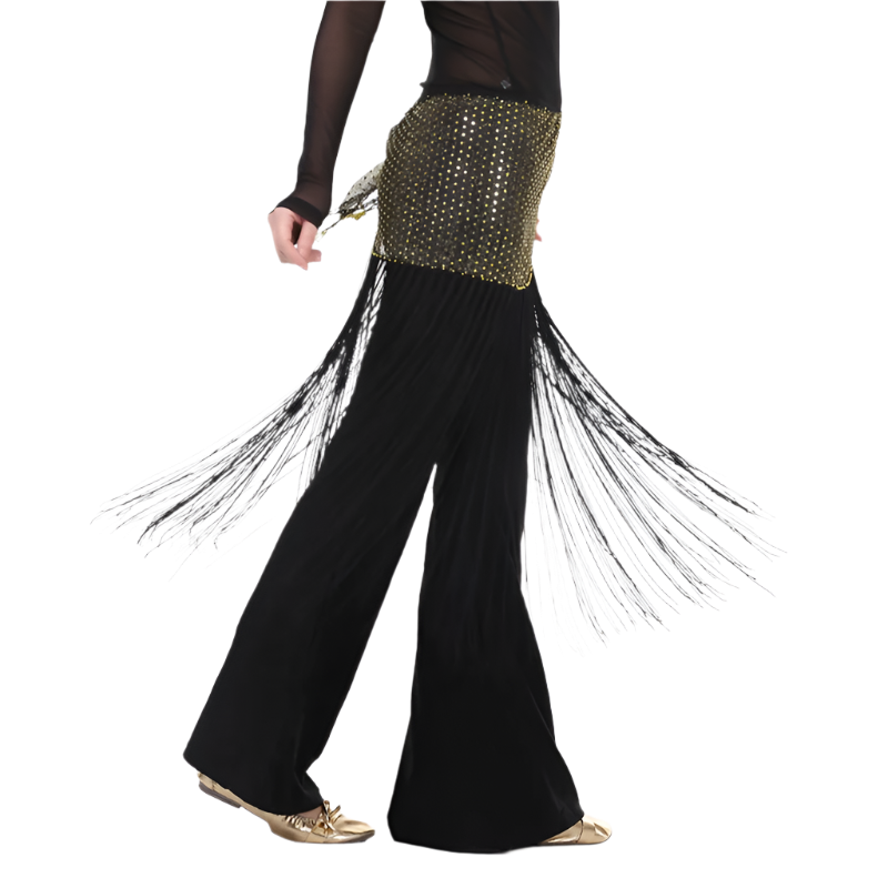 lace tassel belly dance hip scarf with Indian cultural design for resort performance wear
