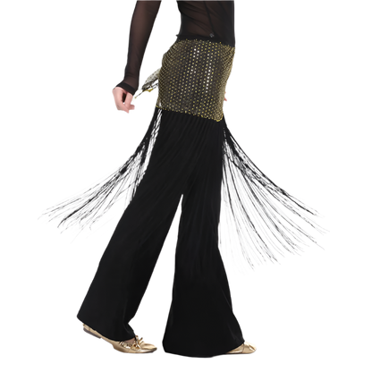 lace tassel belly dance hip scarf with Indian cultural design for resort performance wear