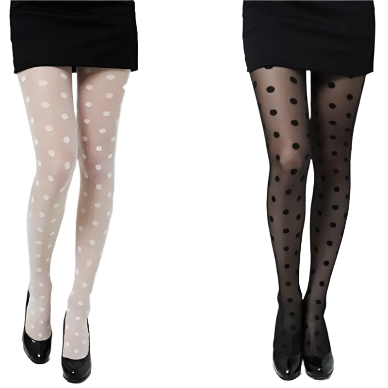 Sweet polka dot pantyhose with perspective design

