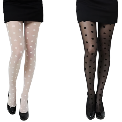 Sweet polka dot pantyhose with perspective design


