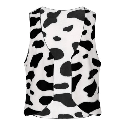 Men Cow Print Open Front Coat Jacket Vest