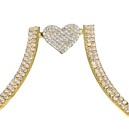 Crystal heart body chain with rhinestone details - perfect for resort festivals and theme nights