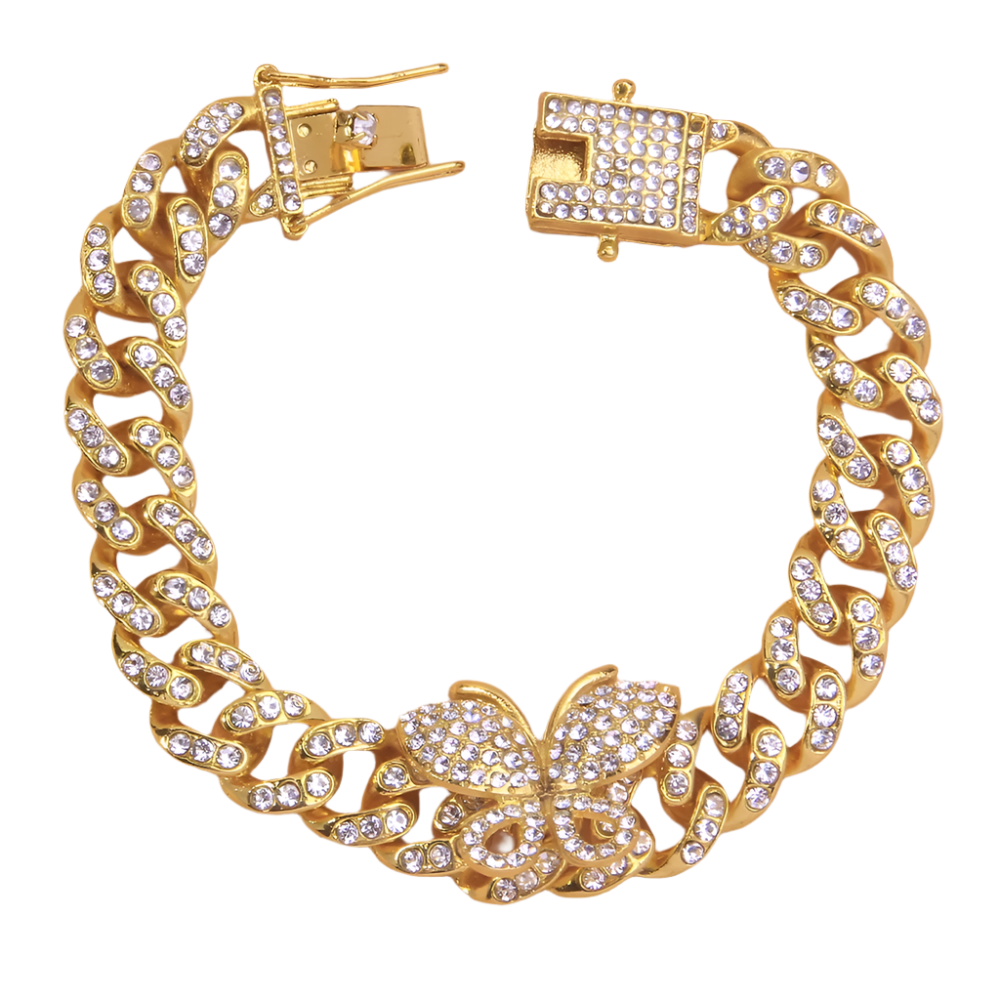 Crystal butterfly anklet with Cuban link chain - perfect coordination with resort sandal collection