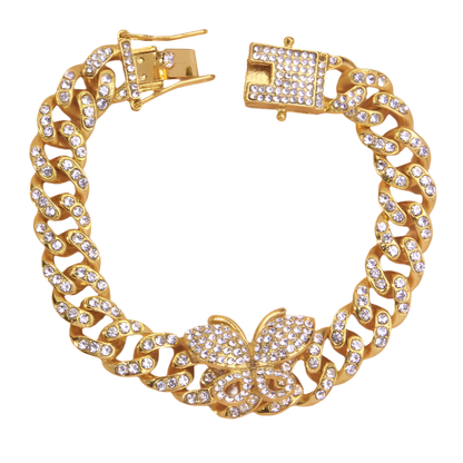 Crystal butterfly anklet with Cuban link chain - perfect coordination with resort sandal collection